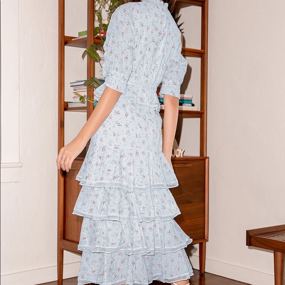 Lulu’s Light Blue Tiered Midi Dress - Picture 3 of 7